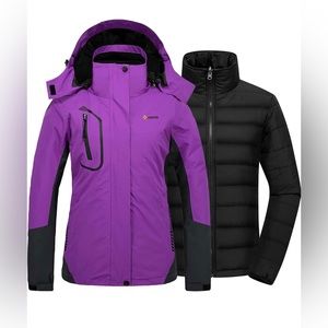 Women's Waterproof 3-in-1 Ski Snow Jacket Puffer Liner Insulated Winter Coat NEW
